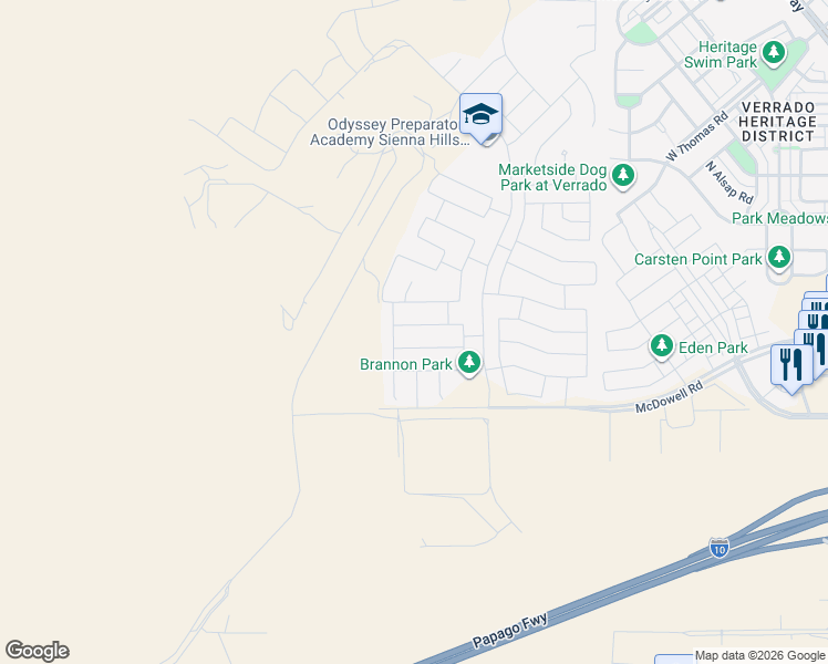 map of restaurants, bars, coffee shops, grocery stores, and more near 21441 West Terri Lee Drive in Buckeye