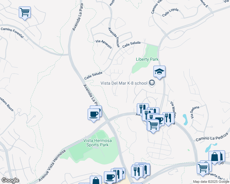 map of restaurants, bars, coffee shops, grocery stores, and more near 45 Via Villena in San Clemente