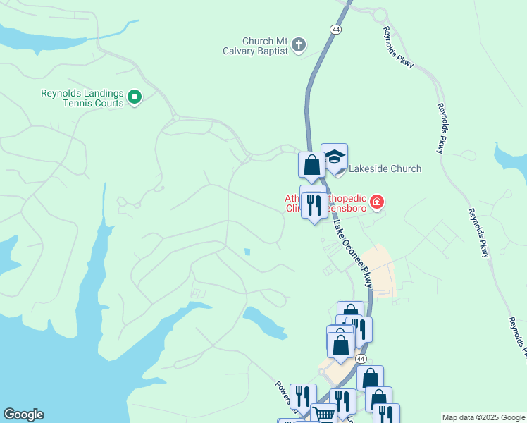 map of restaurants, bars, coffee shops, grocery stores, and more near 1170 Anchor Bay Lane in Greensboro