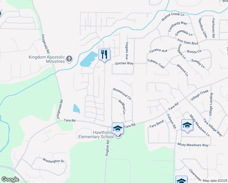 map of restaurants, bars, coffee shops, grocery stores, and more near 586 Rosewood Circle in Jonesboro