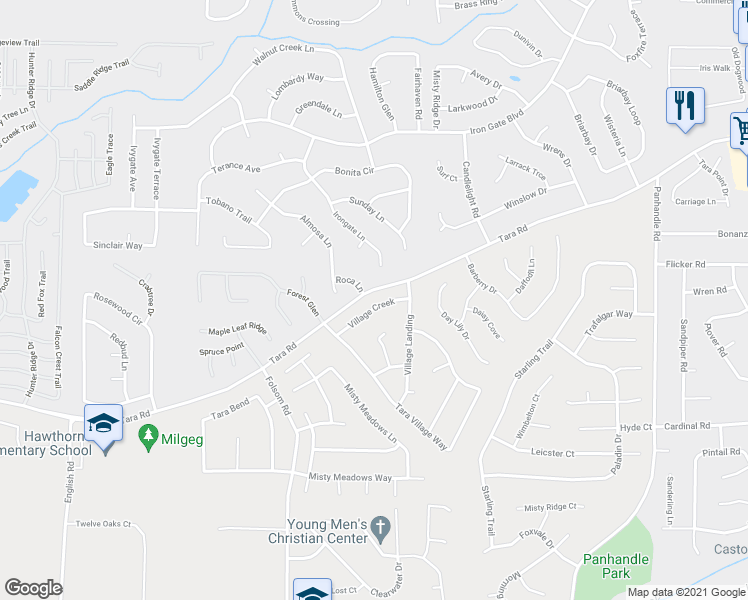 map of restaurants, bars, coffee shops, grocery stores, and more near 1154 Village Creek in Jonesboro