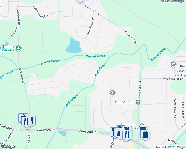 map of restaurants, bars, coffee shops, grocery stores, and more near 690 Chaseridge Drive in McDonough
