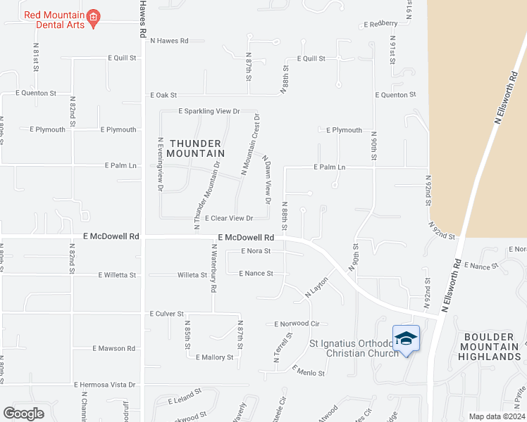 map of restaurants, bars, coffee shops, grocery stores, and more near 3312 North 87th Street in Mesa