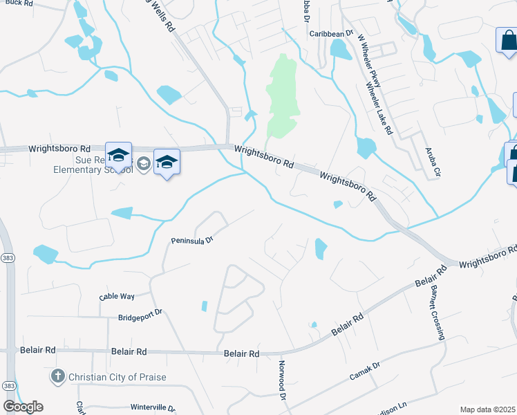 map of restaurants, bars, coffee shops, grocery stores, and more near 3265 Peninsula Drive in Augusta