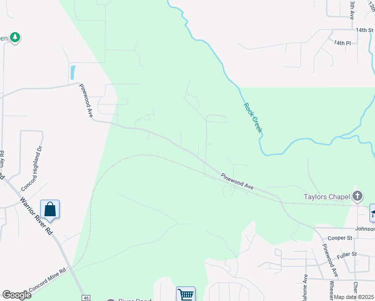 map of restaurants, bars, coffee shops, grocery stores, and more near 734 Pinewood Avenue in Bessemer