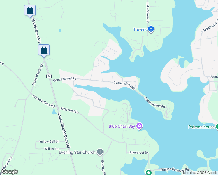 map of restaurants, bars, coffee shops, grocery stores, and more near 524 Coosa Island Road in St. Clair County