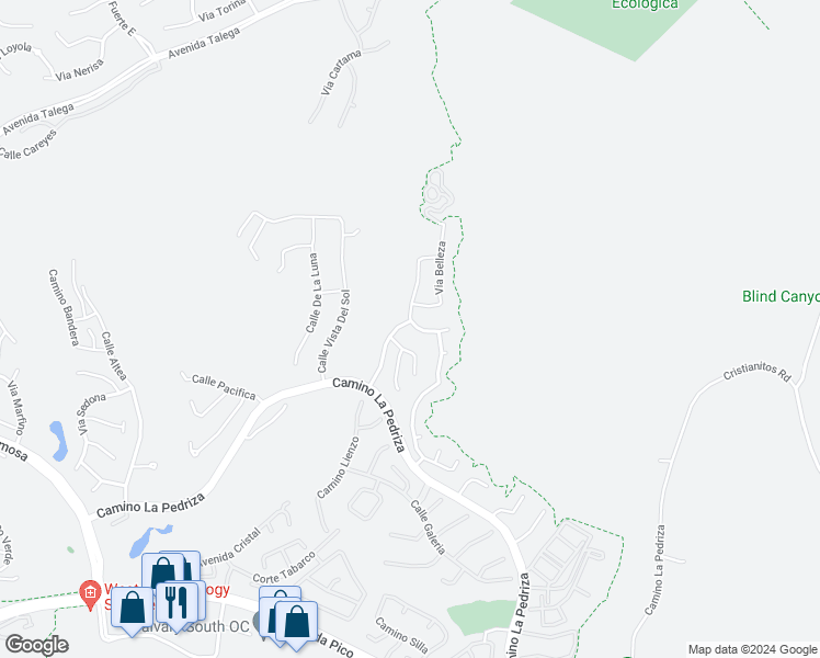 map of restaurants, bars, coffee shops, grocery stores, and more near 22 Via Cancion in San Clemente