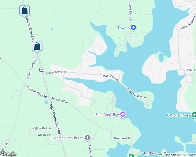 map of restaurants, bars, coffee shops, grocery stores, and more near 524 Coosa Island Road in St. Clair County