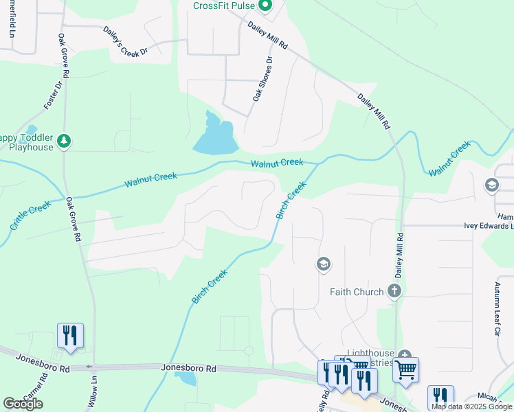 map of restaurants, bars, coffee shops, grocery stores, and more near 685 Chaseridge Drive in McDonough