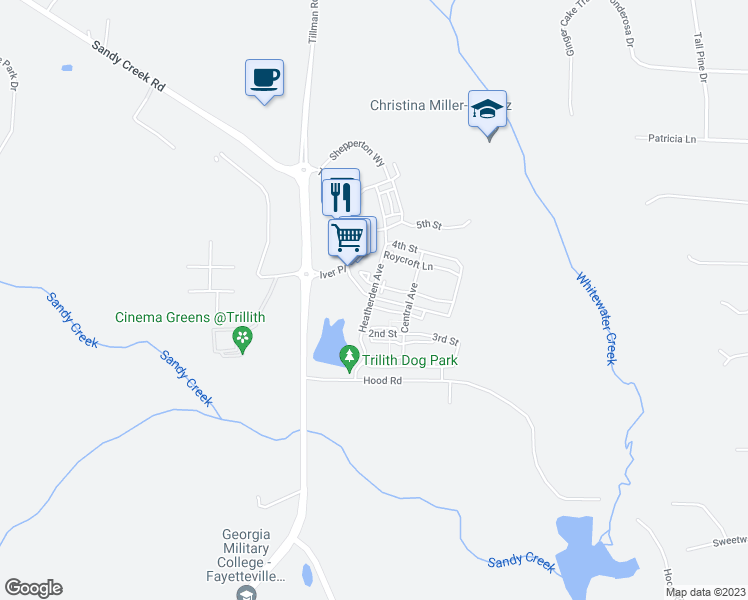 map of restaurants, bars, coffee shops, grocery stores, and more near 155 3rd Street in Fayetteville