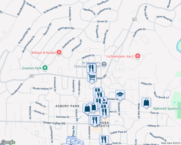 map of restaurants, bars, coffee shops, grocery stores, and more near 3793 Poe Drive in Vestavia Hills