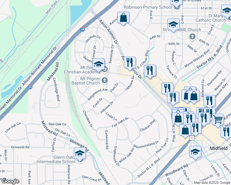 map of restaurants, bars, coffee shops, grocery stores, and more near 227 Ridgewood Avenue in Fairfield