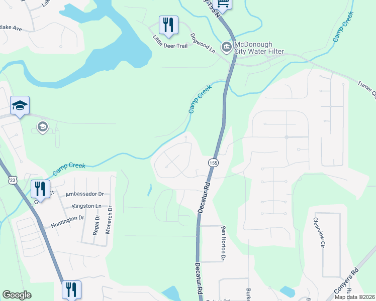 map of restaurants, bars, coffee shops, grocery stores, and more near 221 Prominent Loop in McDonough