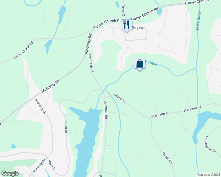 map of restaurants, bars, coffee shops, grocery stores, and more near 1460 Upchurch Road in McDonough