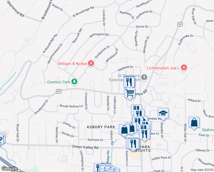 map of restaurants, bars, coffee shops, grocery stores, and more near 3720 Wimbleton Lane in Birmingham