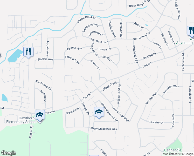 map of restaurants, bars, coffee shops, grocery stores, and more near 10583 Almosa Lane in Jonesboro
