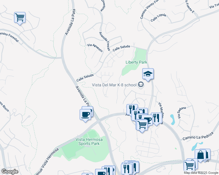 map of restaurants, bars, coffee shops, grocery stores, and more near 14 Via Villena in San Clemente