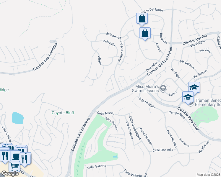 map of restaurants, bars, coffee shops, grocery stores, and more near 29 Calle Prospero in San Clemente