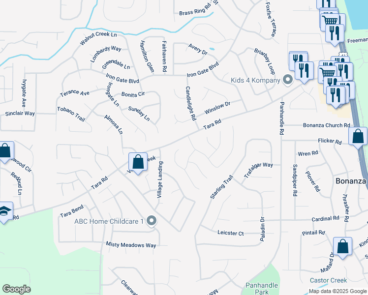 map of restaurants, bars, coffee shops, grocery stores, and more near 10526 Day Lily Drive in Hampton