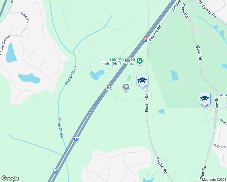 map of restaurants, bars, coffee shops, grocery stores, and more near 3220 Fischer Road in Newnan