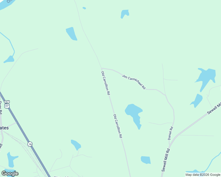 map of restaurants, bars, coffee shops, grocery stores, and more near 1287 Old Carrollton Road in Newnan