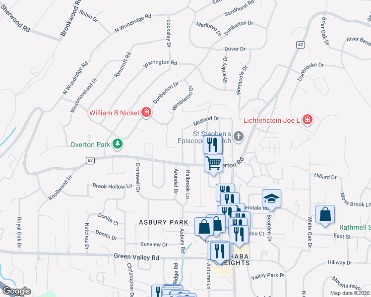 map of restaurants, bars, coffee shops, grocery stores, and more near 3720 Wimbleton Lane in Birmingham