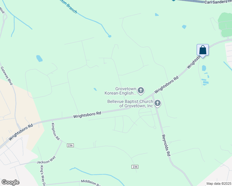 map of restaurants, bars, coffee shops, grocery stores, and more near 657 Hagin Road in Grovetown