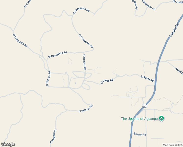 map of restaurants, bars, coffee shops, grocery stores, and more near 45180 El Reposo Road in Aguanga