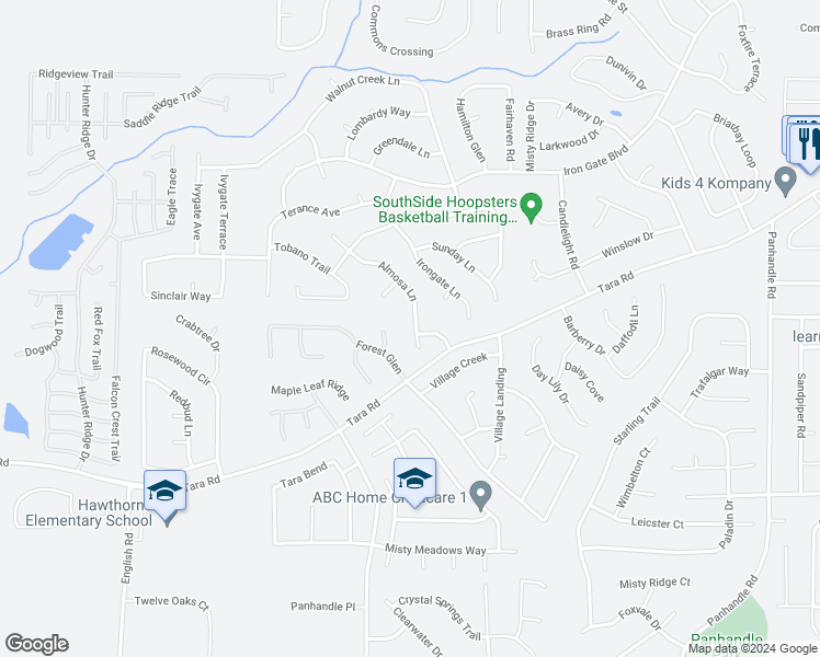 map of restaurants, bars, coffee shops, grocery stores, and more near 10575 Almosa Lane in Jonesboro