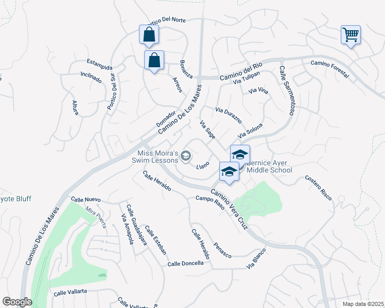 map of restaurants, bars, coffee shops, grocery stores, and more near 1205 Cerca in San Clemente