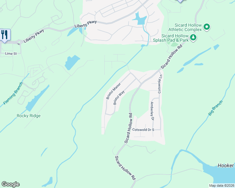 map of restaurants, bars, coffee shops, grocery stores, and more near 1161 Bristol Way in Birmingham