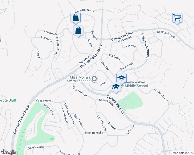 map of restaurants, bars, coffee shops, grocery stores, and more near 1205 Cerca in San Clemente