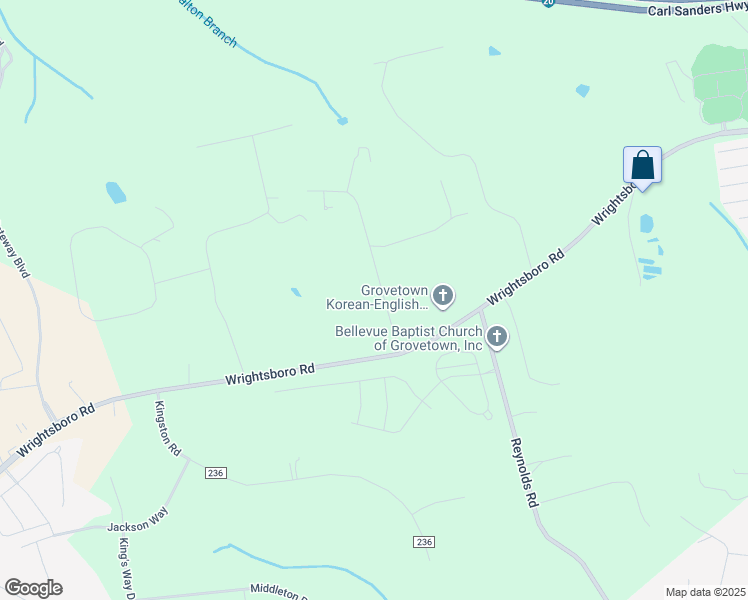 map of restaurants, bars, coffee shops, grocery stores, and more near 657 Hagin Road in Grovetown