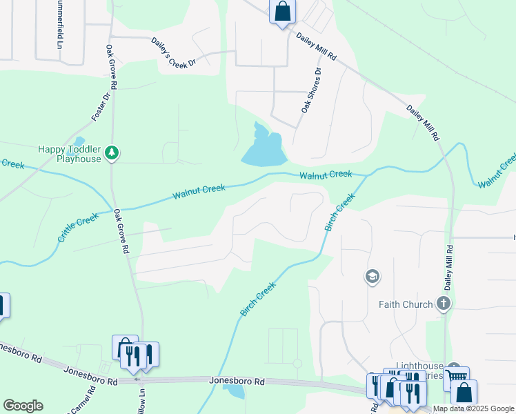 map of restaurants, bars, coffee shops, grocery stores, and more near 360 Wynbrook Drive in McDonough