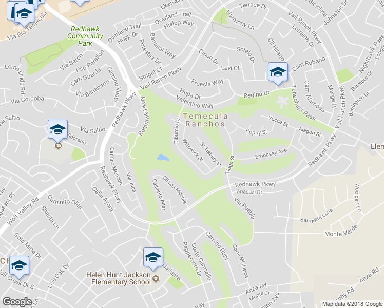 map of restaurants, bars, coffee shops, grocery stores, and more near 45281 Willowick Street in Temecula