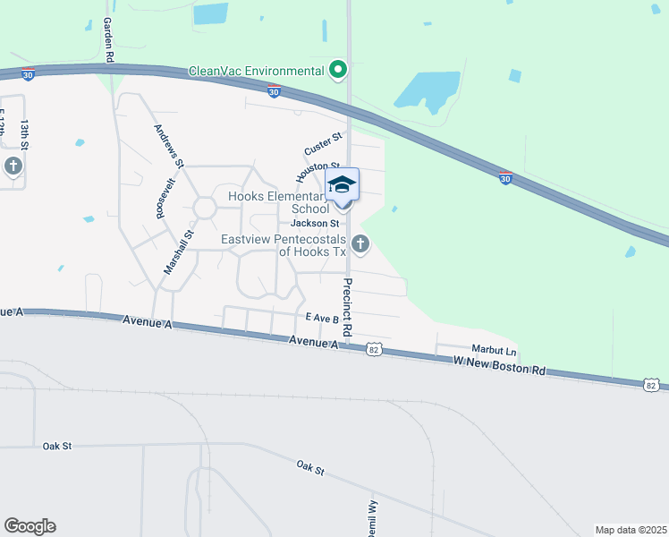 map of restaurants, bars, coffee shops, grocery stores, and more near 9 Winn Place in Hooks