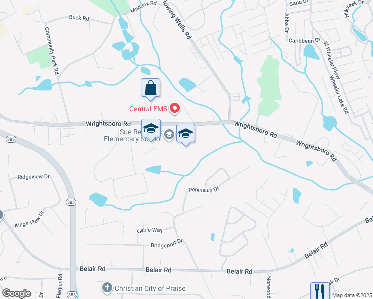 map of restaurants, bars, coffee shops, grocery stores, and more near 3840 Wrightsboro Road in Augusta