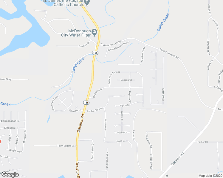 map of restaurants, bars, coffee shops, grocery stores, and more near 124 Bellington Drive in McDonough