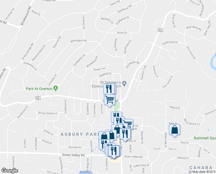 map of restaurants, bars, coffee shops, grocery stores, and more near 3781 Poe Drive in Birmingham
