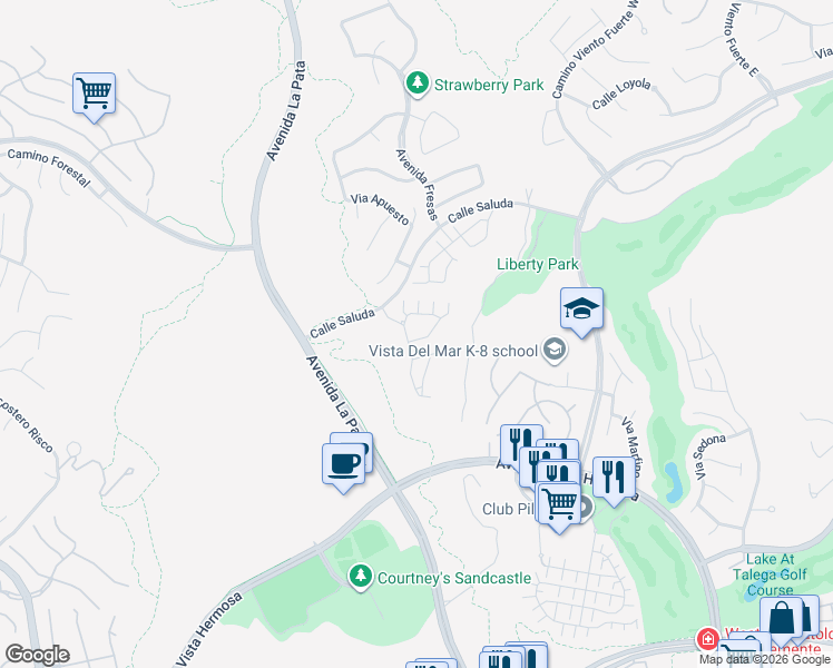 map of restaurants, bars, coffee shops, grocery stores, and more near 11 Corte Aljibe in San Clemente