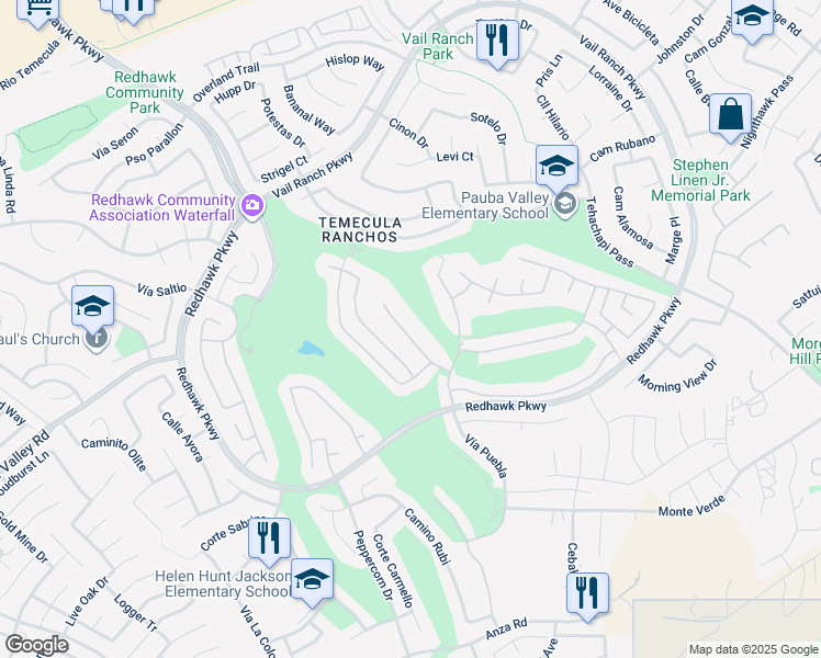 map of restaurants, bars, coffee shops, grocery stores, and more near 45316 Saint Tisbury Street in Temecula