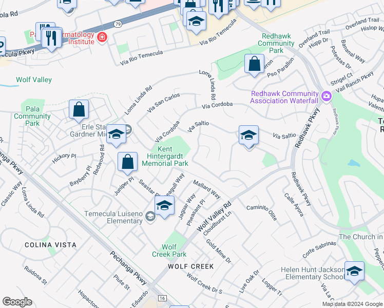 map of restaurants, bars, coffee shops, grocery stores, and more near 45311 Callesita Ordenes in Temecula