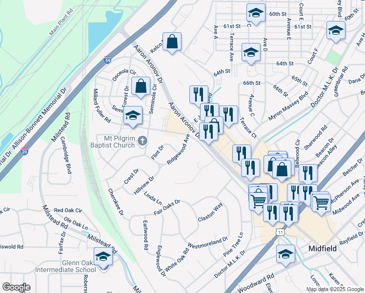 map of restaurants, bars, coffee shops, grocery stores, and more near 108 Ridgewood Avenue in Fairfield