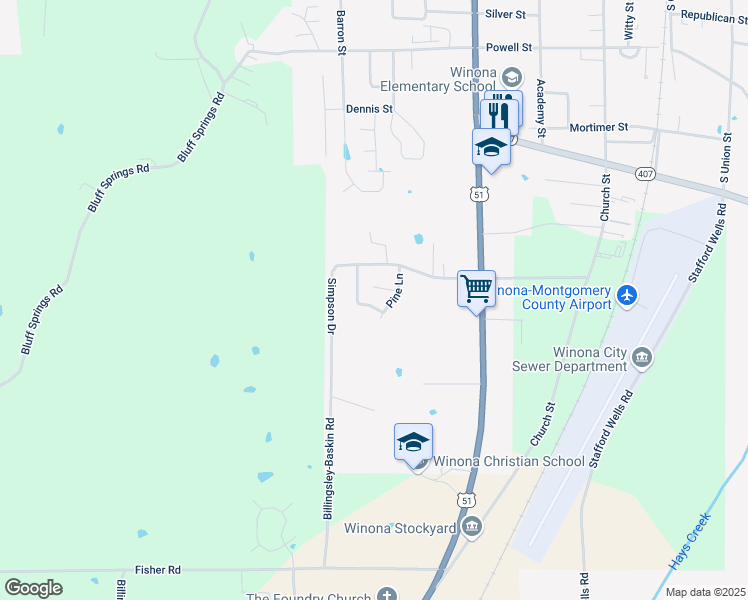 map of restaurants, bars, coffee shops, grocery stores, and more near 841-899 Oak Lane in Winona