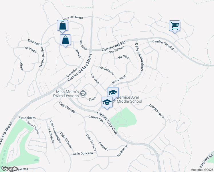 map of restaurants, bars, coffee shops, grocery stores, and more near 2004 Via Solona in San Clemente