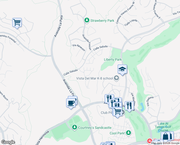 map of restaurants, bars, coffee shops, grocery stores, and more near 62 Via Almeria in San Clemente