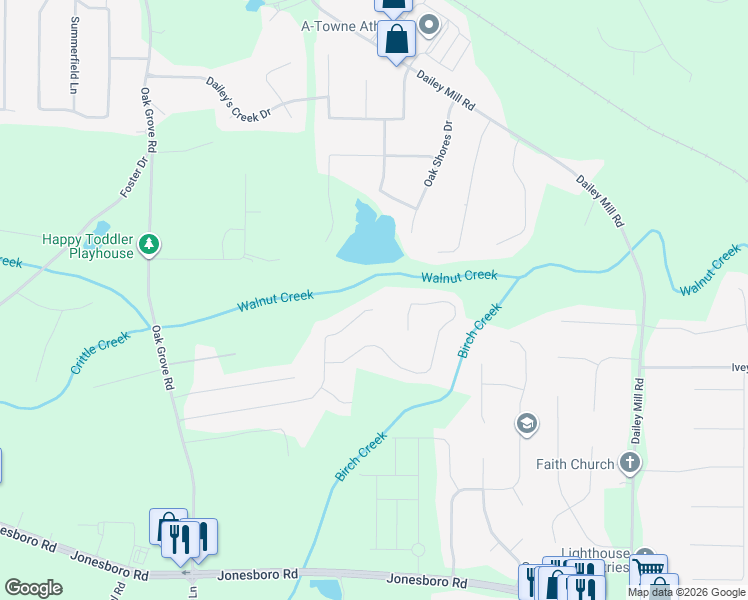 map of restaurants, bars, coffee shops, grocery stores, and more near 395 Wynbrook Drive in McDonough