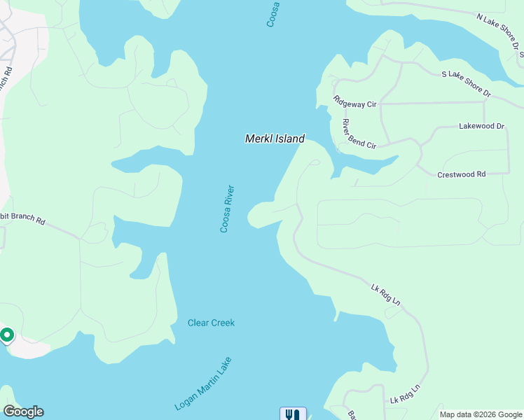 map of restaurants, bars, coffee shops, grocery stores, and more near 1087 Lakeridge Lane in Talladega