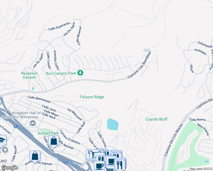 map of restaurants, bars, coffee shops, grocery stores, and more near 27782 Camino Las Ramblas in San Juan Capistrano