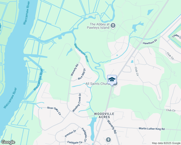 map of restaurants, bars, coffee shops, grocery stores, and more near 115 Post Office Lane in Pawleys Island